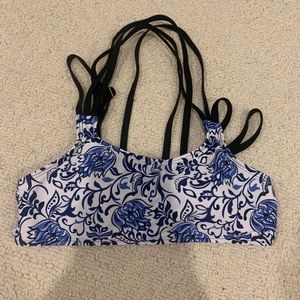 Blue & White Bikini Top